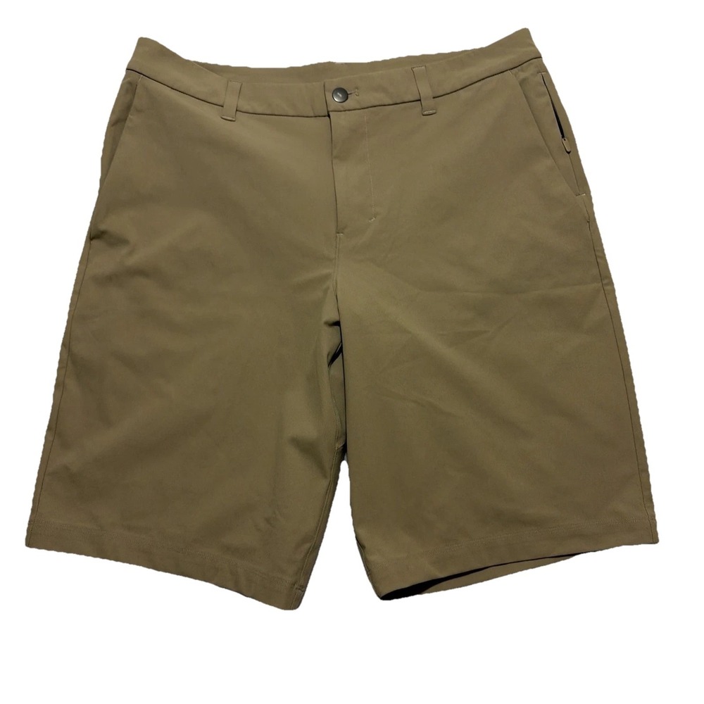 Lululemon Commission Relaxed Shorts Mens 33 Beige 11" Chino Golf Athletic